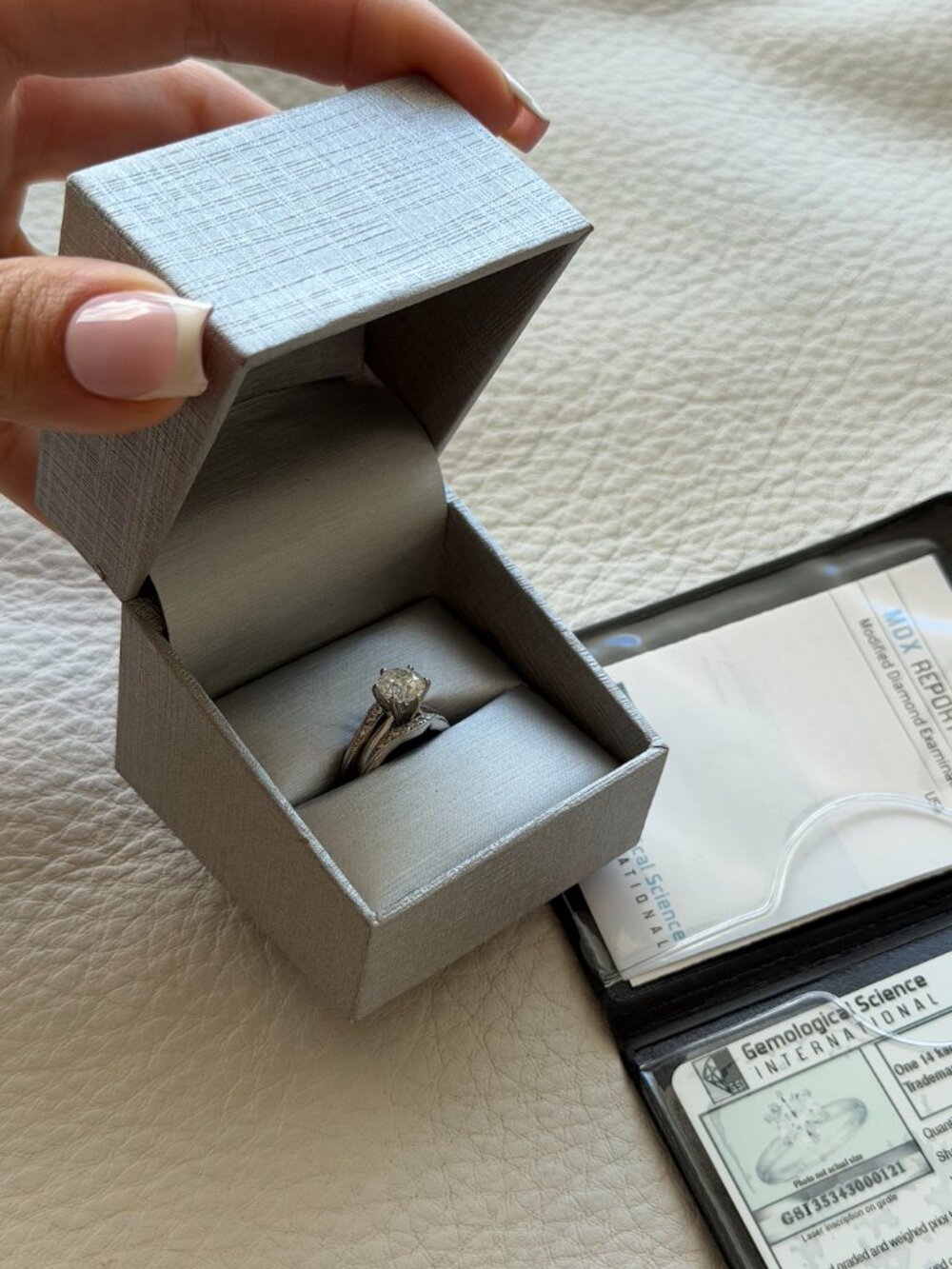 Natural Diamond 14K White Gold 1.56 CT Solitaire Engagement Ring with Band GSI C